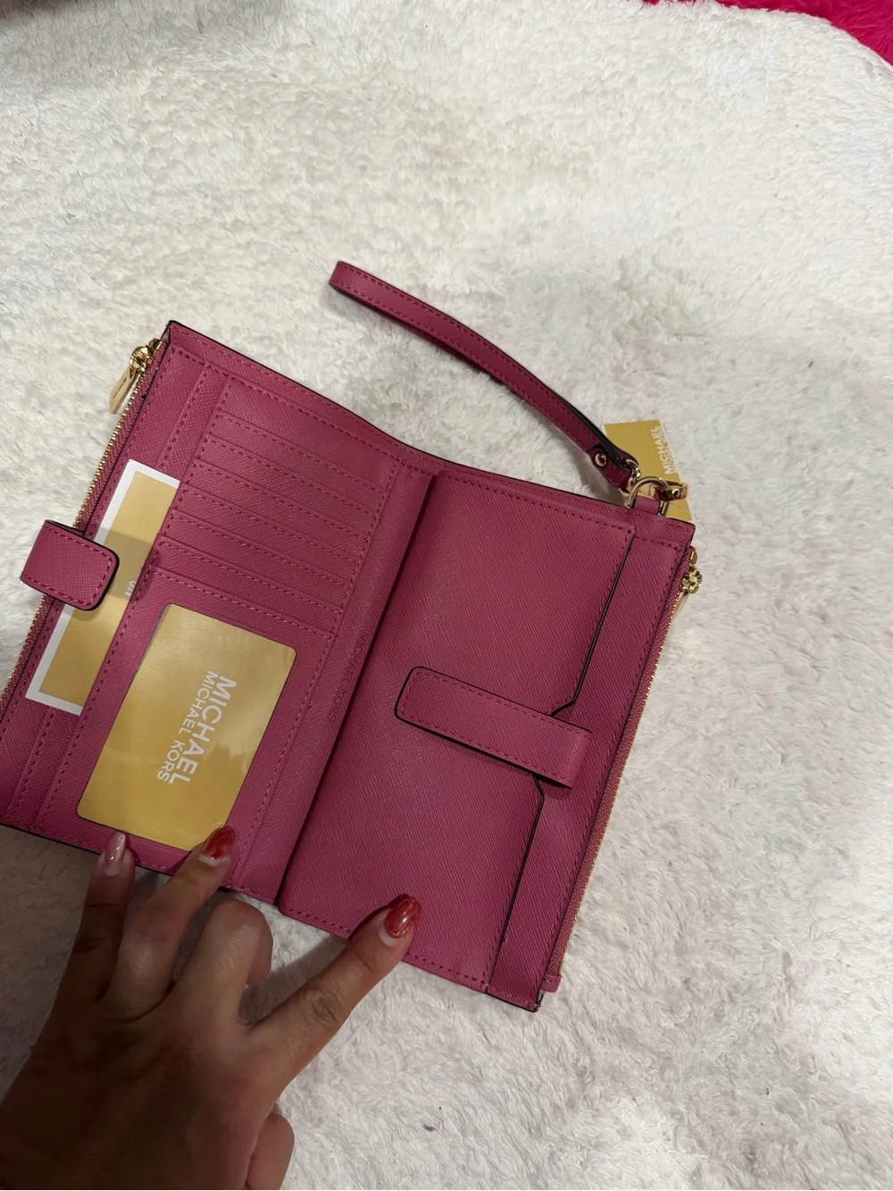 Michael Kors Fuchsia Saffiano Leather Wristlet